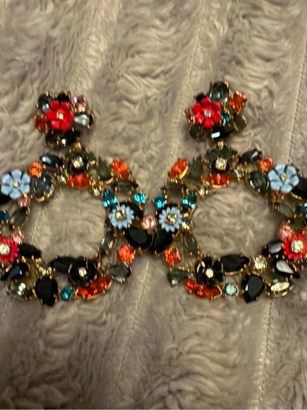 J.Crew Colorful Floral Wreath Hoop Earrings Multicolor NWOT